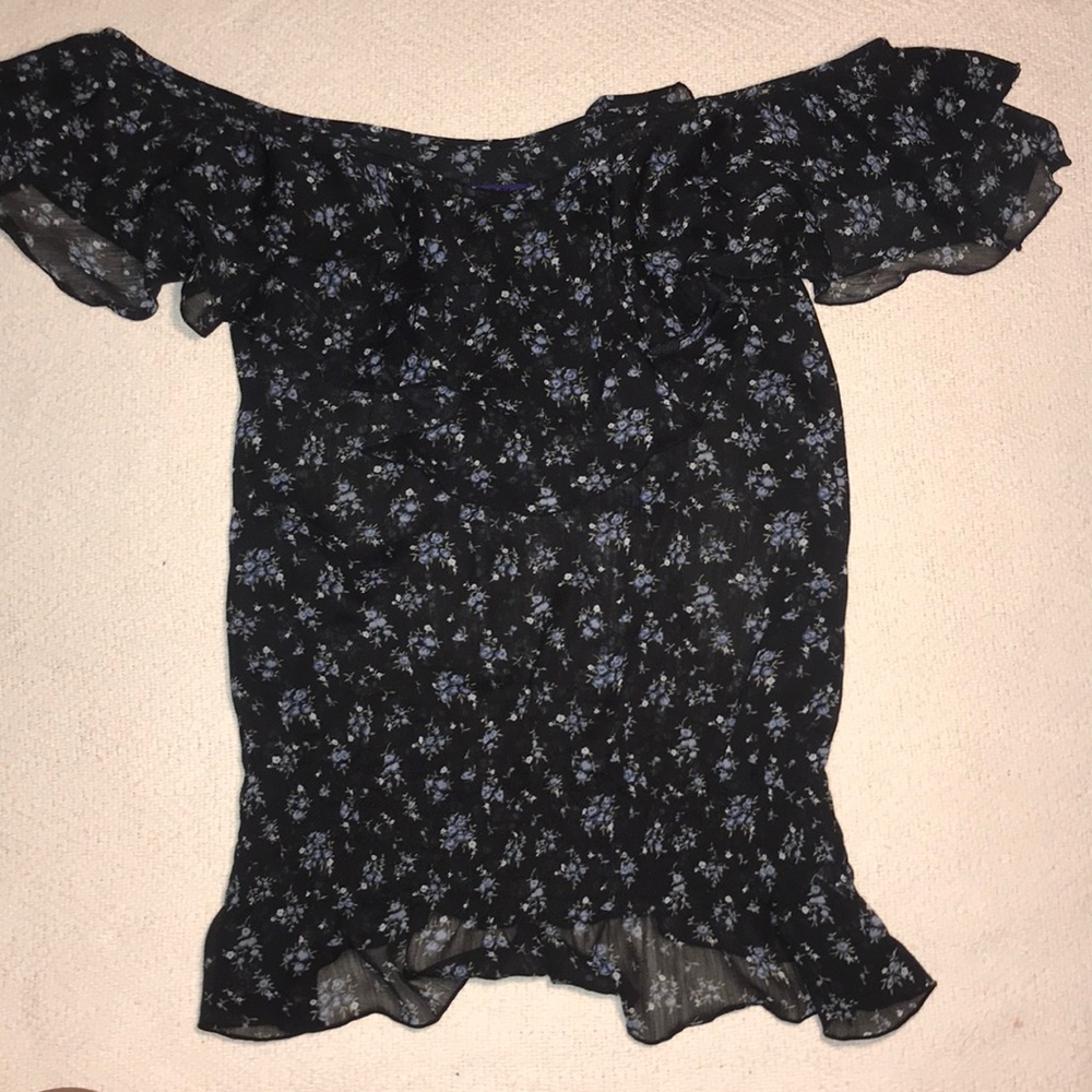 Max Azria Sheer Black Blouse Size L